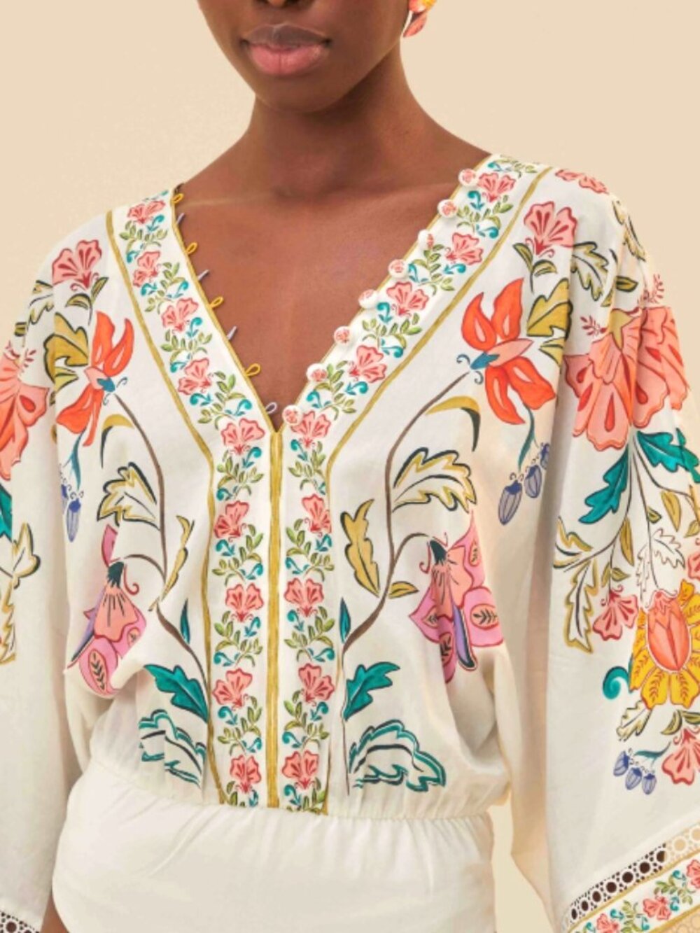 FARM Rio Off-White Insects Floral Bodysuit - Picture 2 of 13